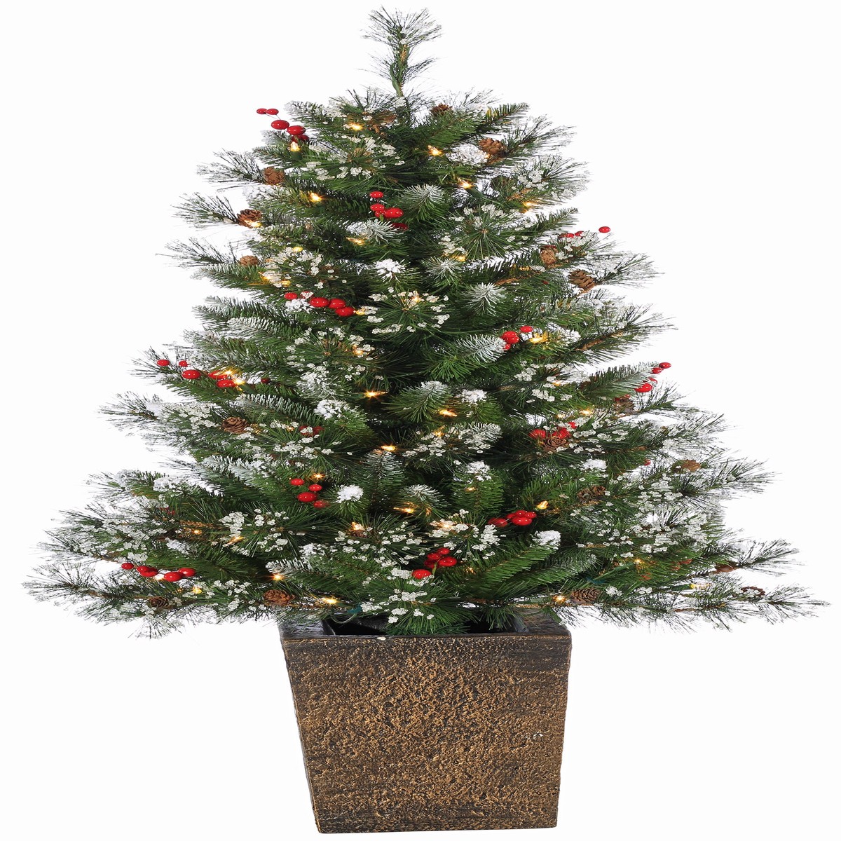 4' Windsor Glazier Pine Potted Artificial Christmas Tree with Color-Changing LED Lights