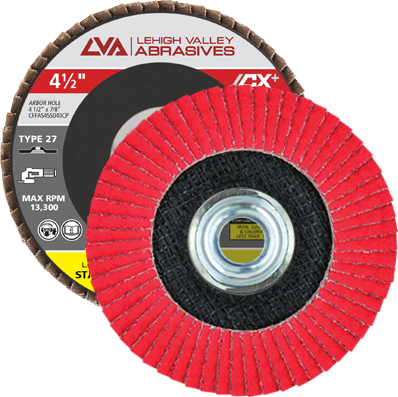4.5" x 5/8"-11 Threaded Ceramic Flap Disc Type 27 Flat | 36 Grit T27 | LVA CFFTS45S036CP