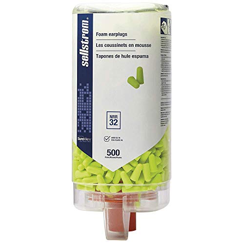 Sellstrom S23413 Foam Plug-Uncorded-500PR/Disp, Standard, Hi/Viz Green (Pack of 500)