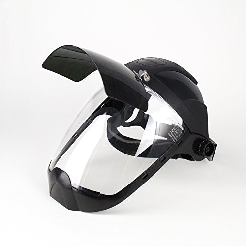 Sellstrom S32251 Clear Anti-Fog Polycarbonate Face Shield with Shade 5 IR Flip Front Window and Extended Chin, Side Guard, Universal