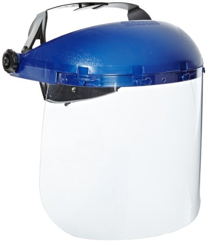 Sellstrom 39110 Blue Plastic Crown and Clear Window Protective Faceshield with Ratchet Headgear