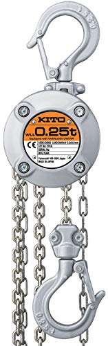 Kito Hoist CX003 Mini Hand Chain Hoist, Hook Mount, 8' Lift, 8.5" Headroom, 0.8" Hook Opening (250KG Capacity)