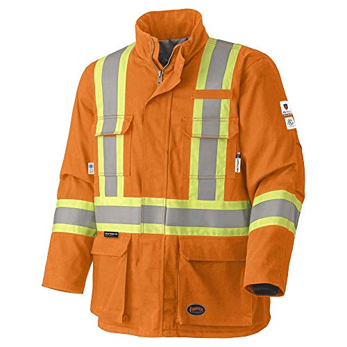 Pioneer V2560250 Flame Resistant Quilted Cotton Safety Parka, Orange