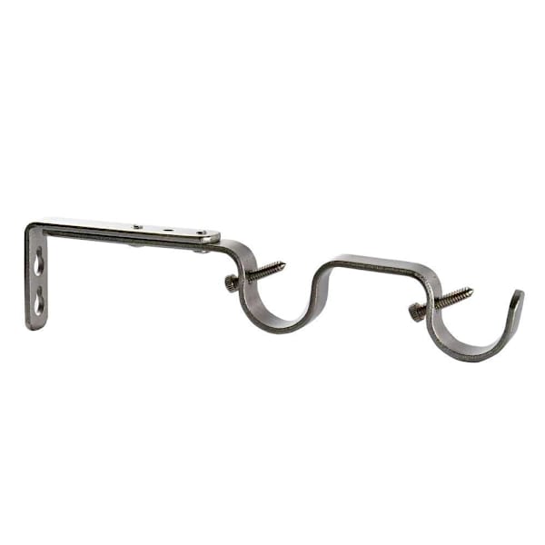 Lumi Home Furnishings 1" Double Curtain Rod Bracket, Brushed Nickel Pack Of 4