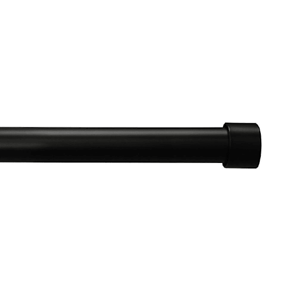 Lumi Home Furnishings 3/4" Curtain Rod, 36"-66", Matte Black, End Cap Finials