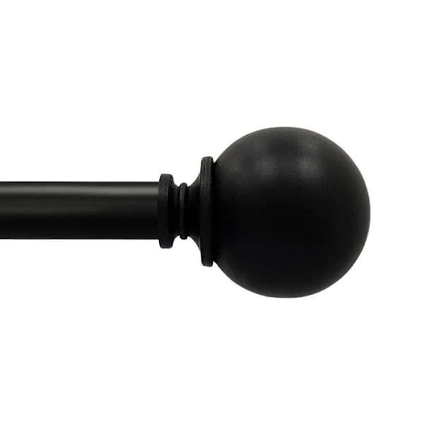 Lumi Home Furnishings 3/4" Curtain Rod, 66"-120" Matte Black, Matte Black Finial