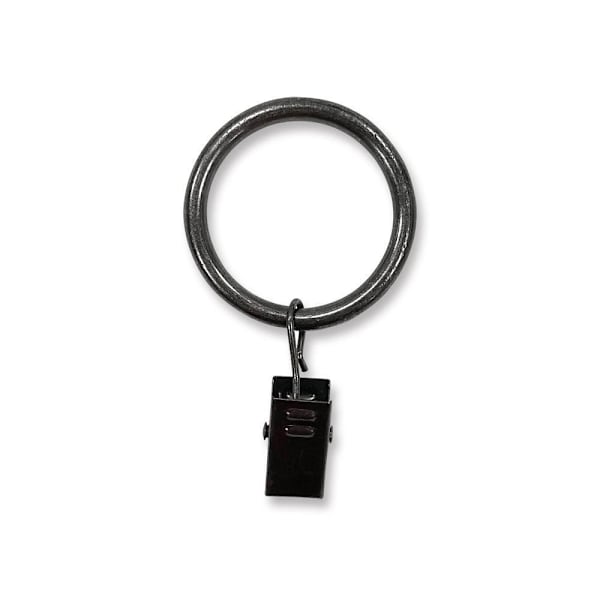 Lumi Home Furnishings 1-1/4" Clip Rings For 3/4" Rod, Gunmetal, Pack Of 7