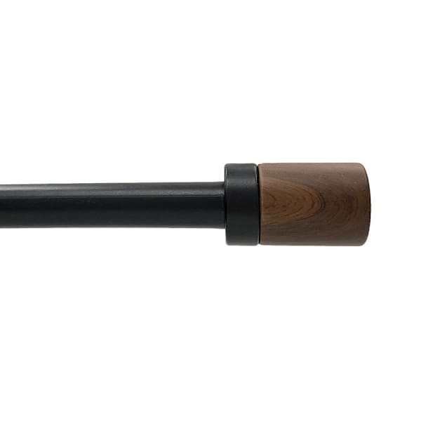 Lumi Home Furnishings 3/4" Curtain Rod, 66"-120", Matte Black, Maple Wood Finial