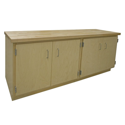 Hann Wall Bench 24"D x 72"W x 30"H, 1-3/4" Maple Top, 4 Cabinets