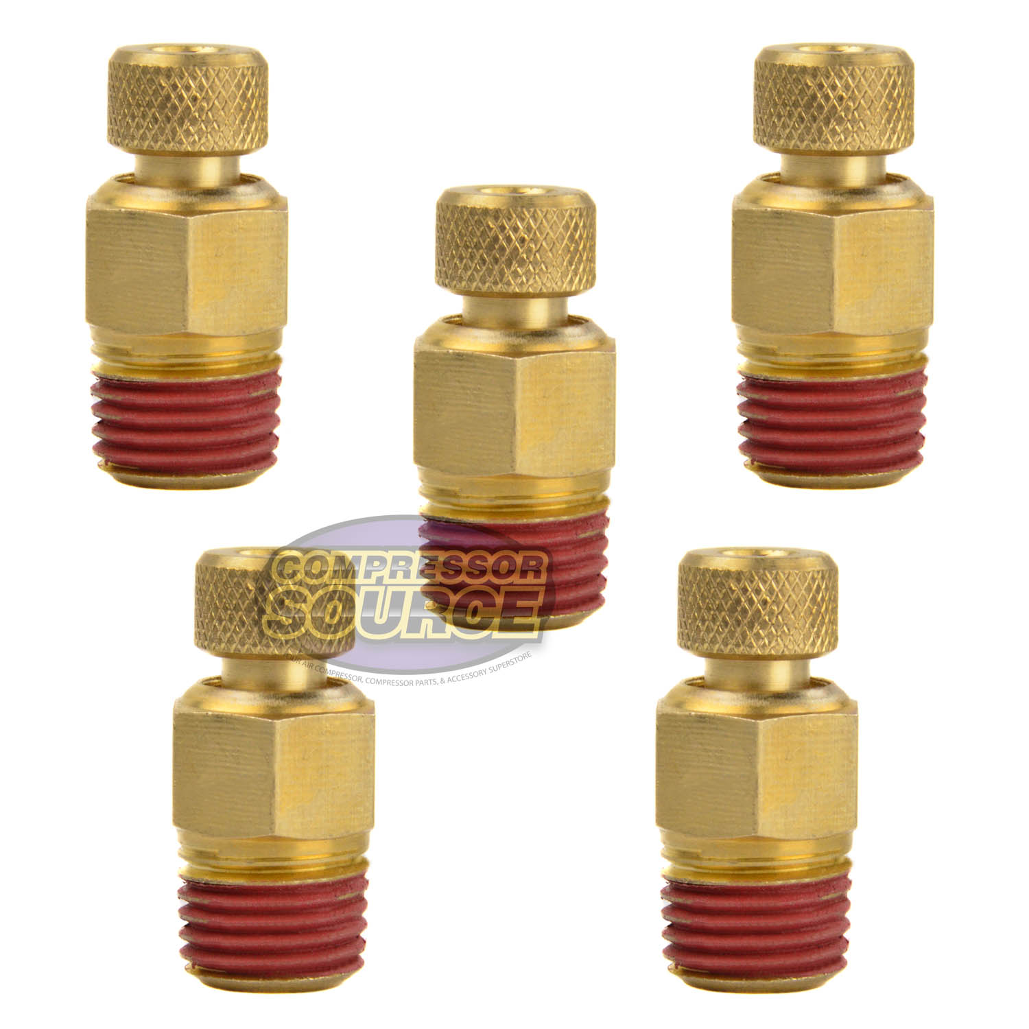 5 Pack 1/4" Male NPT Air Compressor Moisture Tank Drain Water Petcock Brass