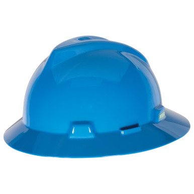 MSA V-Gard Slotted Hat w/ Fas-Trac Suspension, Blue