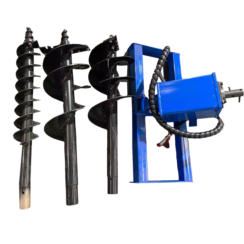 Heavy Duty Skid Steer Hydraulic Auger Attachment Post Hole Digger 6"&12"&14‘’ | AGT-SSECAG-Y-BL