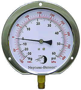Neptune-Benson 4-Inch Panel Mount Pressure Gauge 0-60 PSI 1000-6376