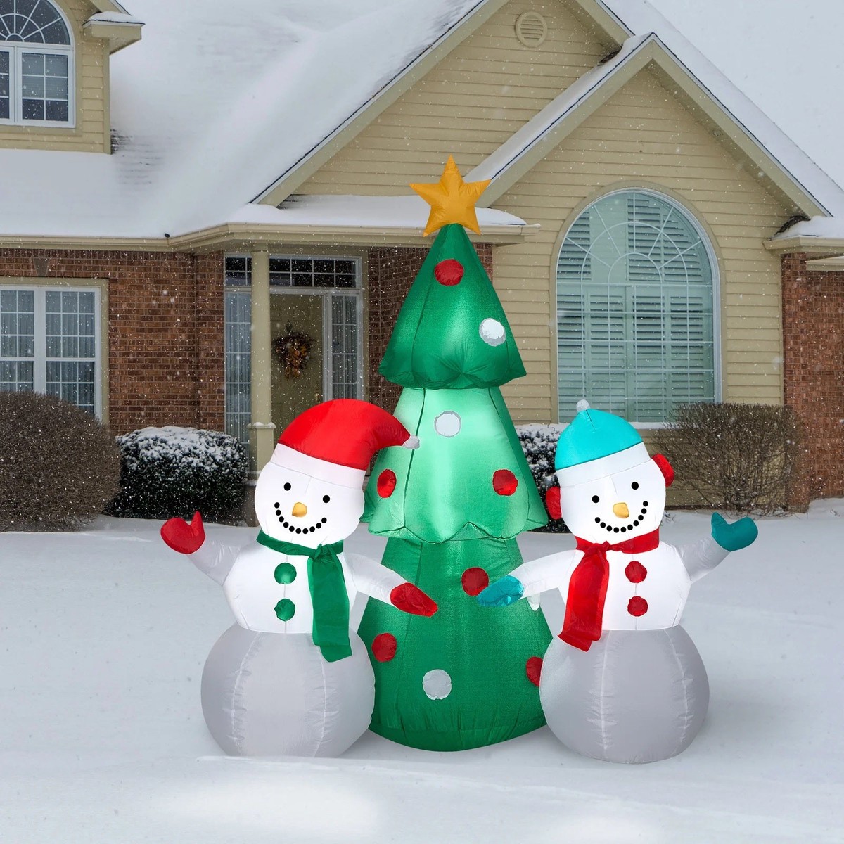 5' Airblown Snowman Pair with Tree Outdoor Winter Inflatable