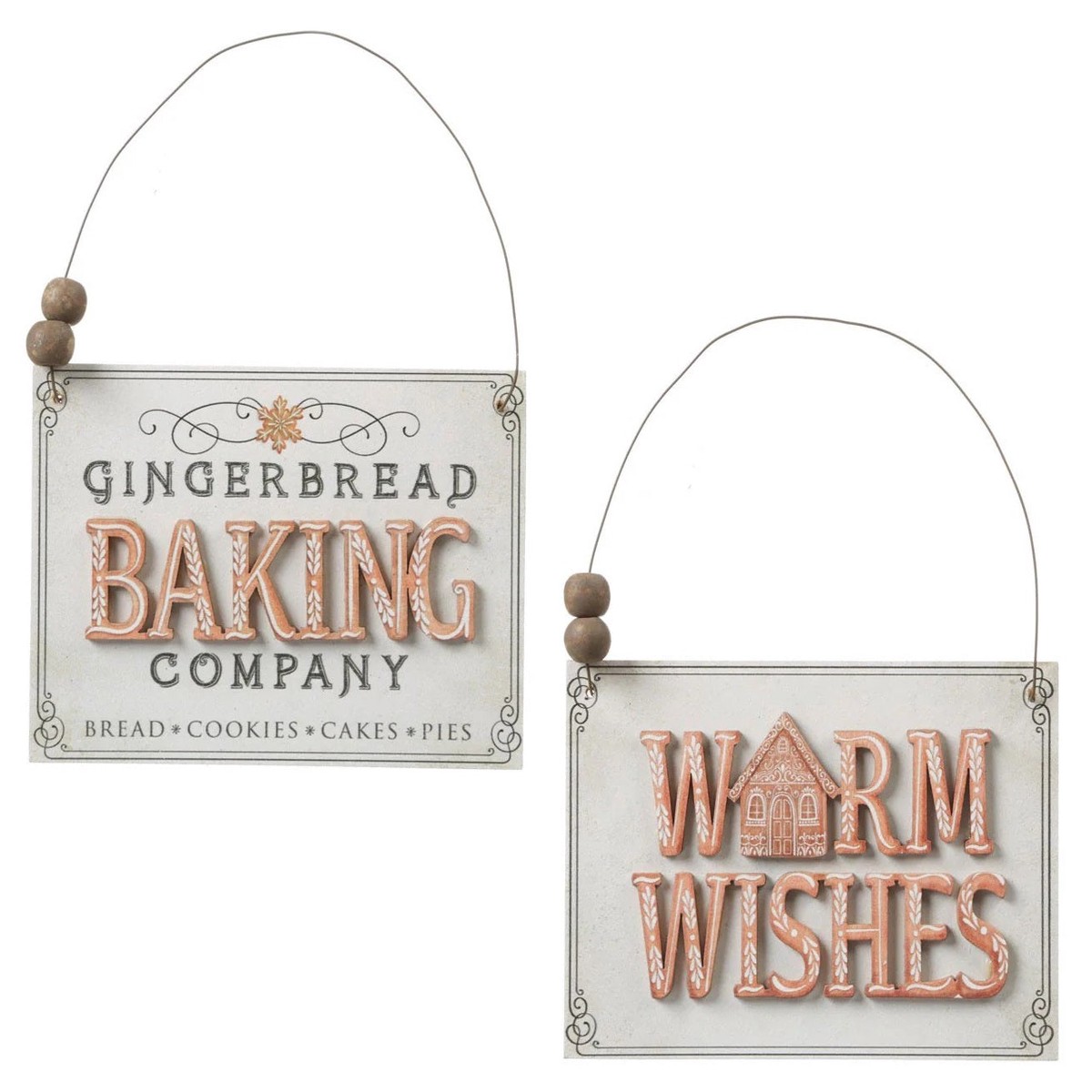 5" Wooden Gingerbread Sign Christmas Ornament