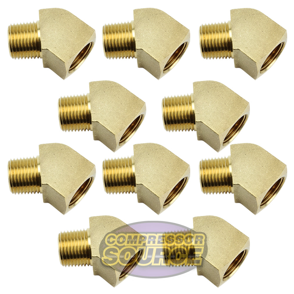RapidAir 45 Degree 1/2" NPT Brass Street Elbow Fitting 10-Pack