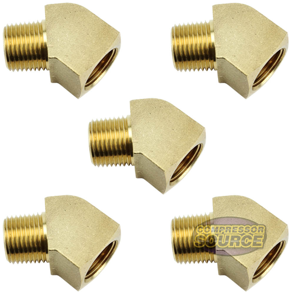 RapidAir 45 Degree 1/2" NPT Solid Brass Street Elbow Fitting 5-Pack