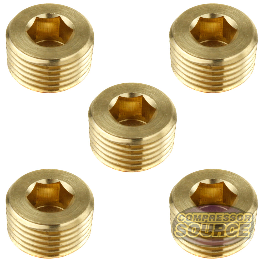 1/2"Brass Male NPT Counter Sunk Head Plug Internal Hex Socket 50136 5-Pack