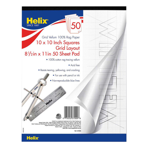Helix 10x10 Rag Vellum Paper, 8-1/2" x 11", Pk/50