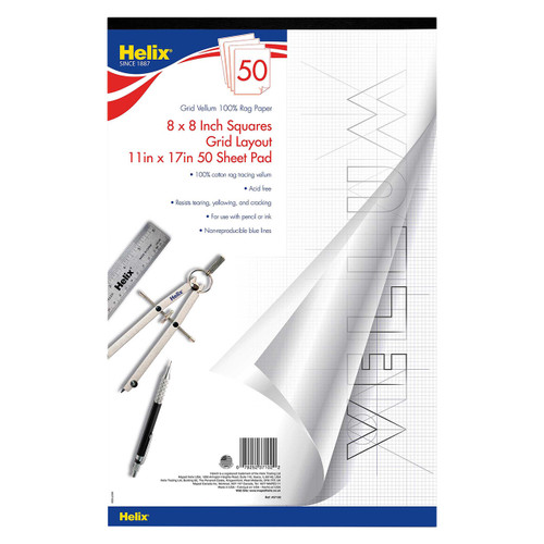 Helix 8x8 Rag Vellum Paper, 11" x 17", Pk/50