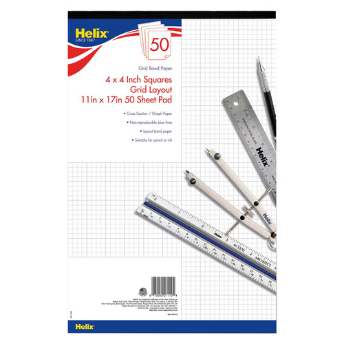 Helix 4x4 Grid Bond Paper, 11" x 17", Pk/50
