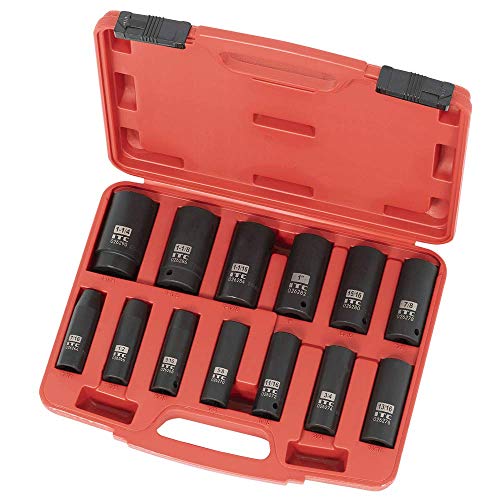 ITC Professional 1/2-inch Drive, 13-Piece Deep SAE Power Impact Socket Set, 6 Point, 20728