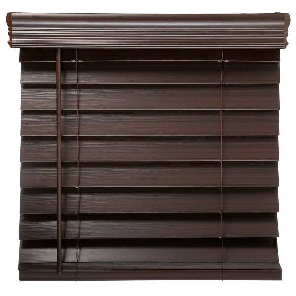 Champion 2.5 In. Embossed Faux Wood 24 In. X 48 In. Room Darkening Blind, Dark Walnut