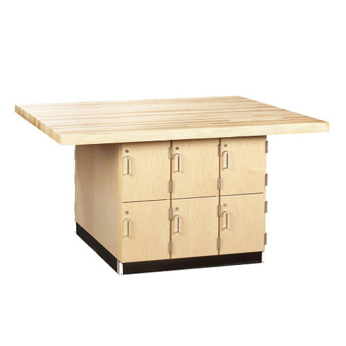 Diversified Spaces 4-Station Work Bench w/12 Lockers with 4 Wilton Vises (7")