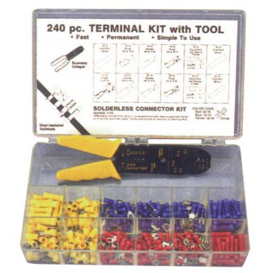 240 pc Nylon Terminal KitW/Crimper Tool