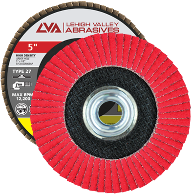 5" x 5/8"-11 Threaded Ceramic High Density Flap Disc Flat | 80 Grit T27 | LVA CFFTS50J080CP