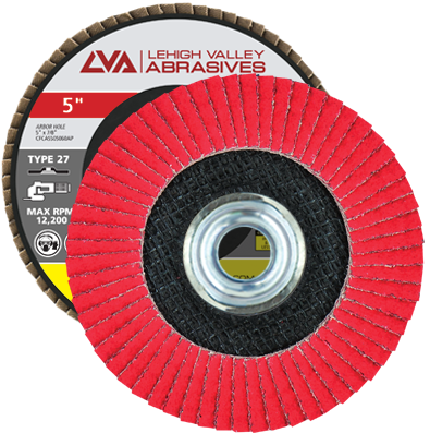 5" x 5/8"-11 Threaded Ceramic Flap Disc Type 27 Flat | 60 Grit T27 | LVA CFFTS50S060CP