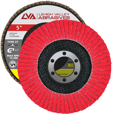 5" x 7/8" Ceramic Flap Disc Type 27 Flat | 40 Grit T27 | LVA CFFAS50S040CP