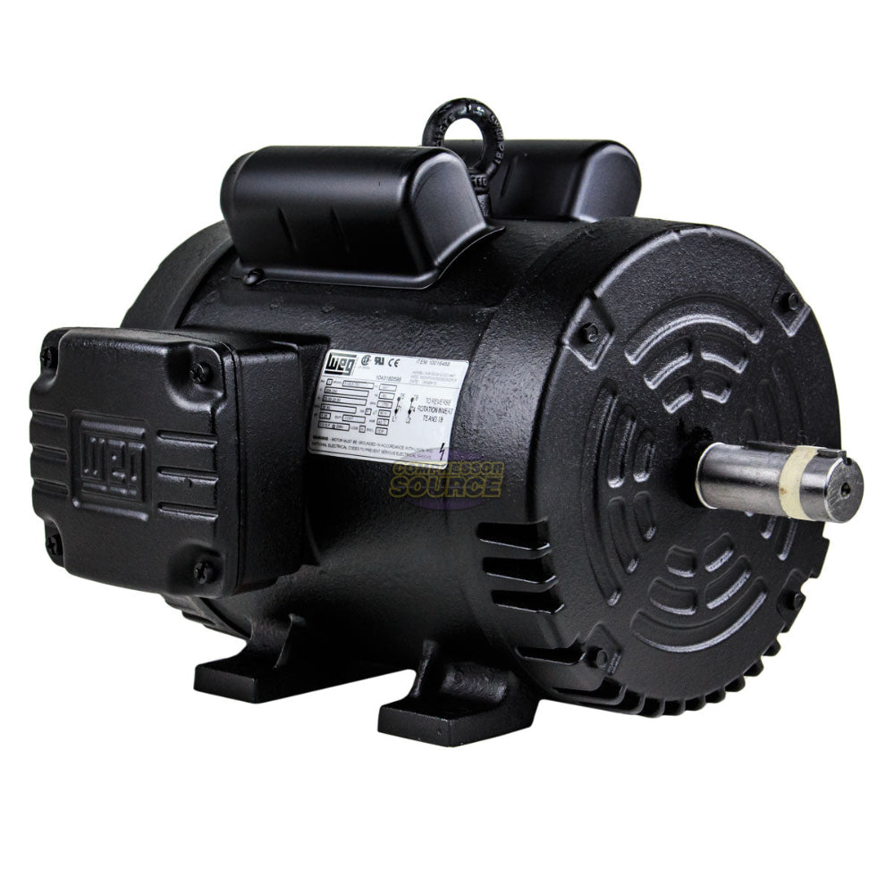 WEG 5 HP 1 Phase Electric Motor 1750 RPM 184T Frame 208-230V ODP 00518OS1CCD184T