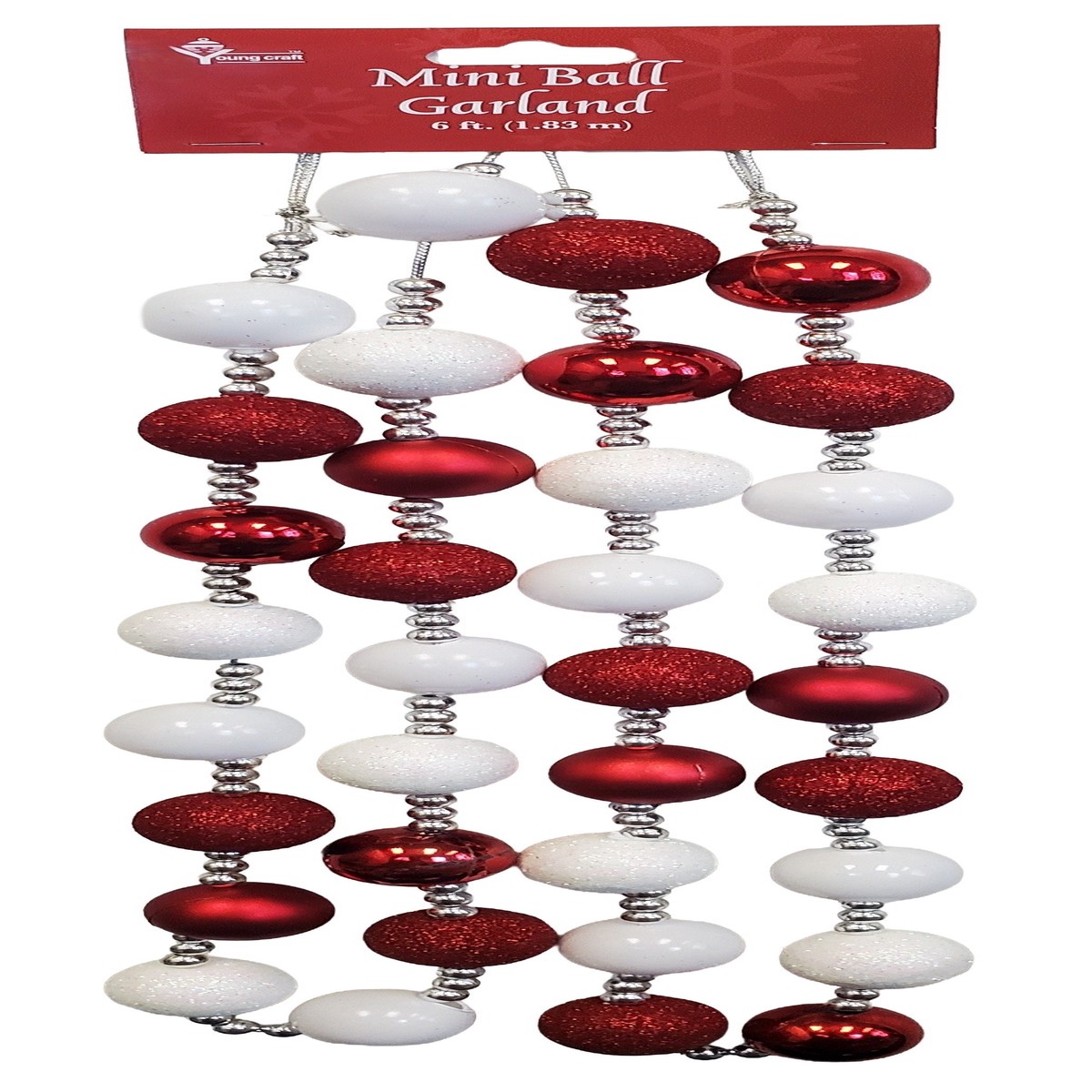 6' Red & White Mini Ball Decorative Garland