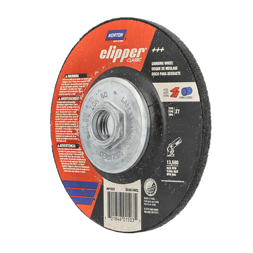 Norton Clipper Classic Type 27 Grinding Wheel, 5" x 1/4" x 7/8"