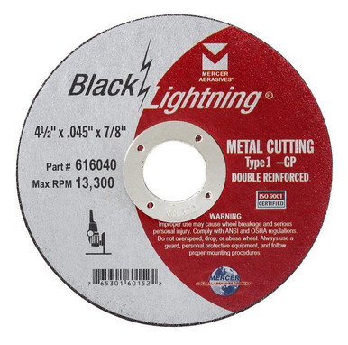 6" x .045 x 5/8" Black Lightning Cut-Off Wheel - Type 1 - Double Reinforced, Mercer Abrasives 616050 (25/Pkg.)