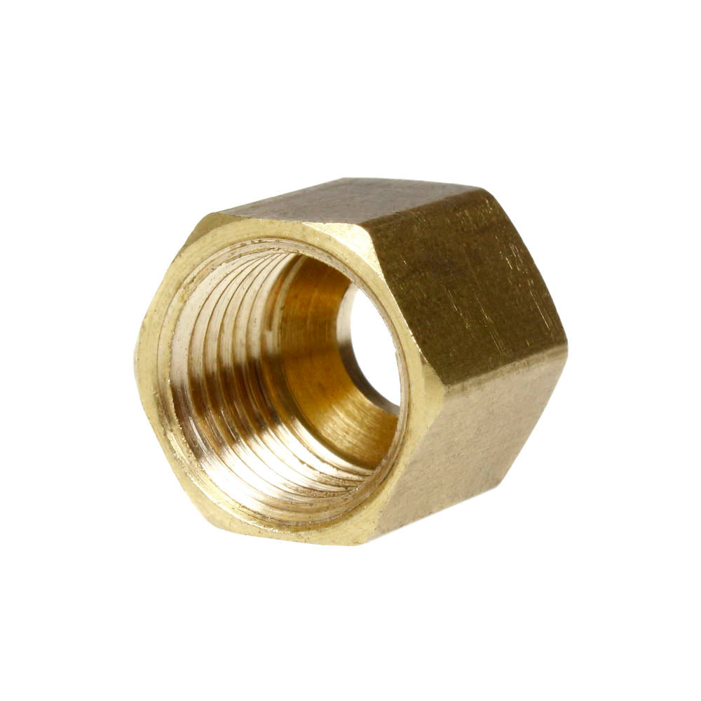 1/4" Compression Nut Hex Shape 7/16"-24 Brass Fitting 61C