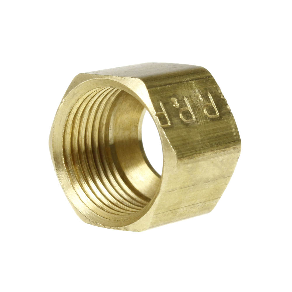 3/8" Compression Nut Hex Shape 9/16"-24 Thread Size Solid Brass Fitting 61E