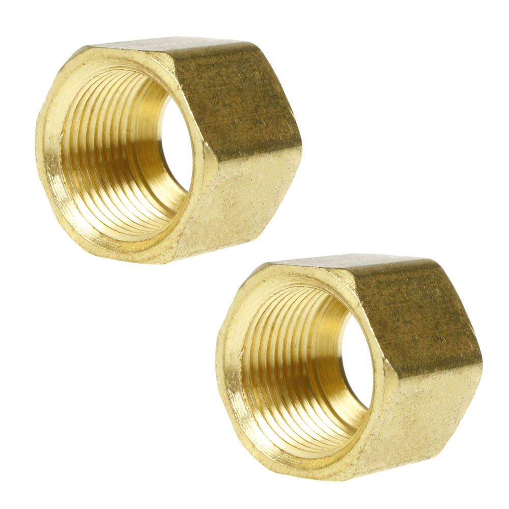 1/2" Compression Nut Hex Shape 11/16"-20 Brass Fitting - 2 Pack