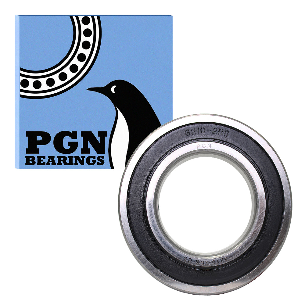 6210-2RS Ball Bearing - Lubricated Chrome Steel Sealed - 50x90x20