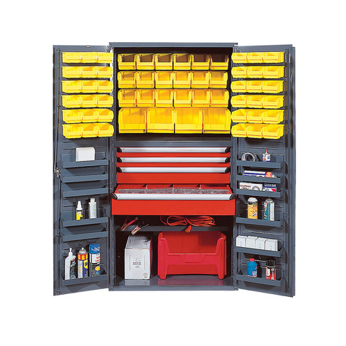 Quantum 14 Gauge Storage Cabinet, 58 Bins, 36"W