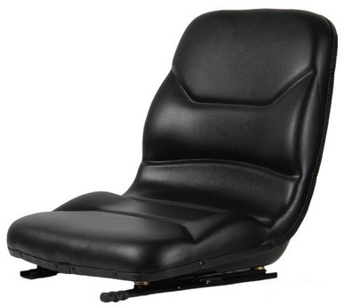 Concentric Replacement Seat: Contoured High Back Steel Seat with Slides, Black
