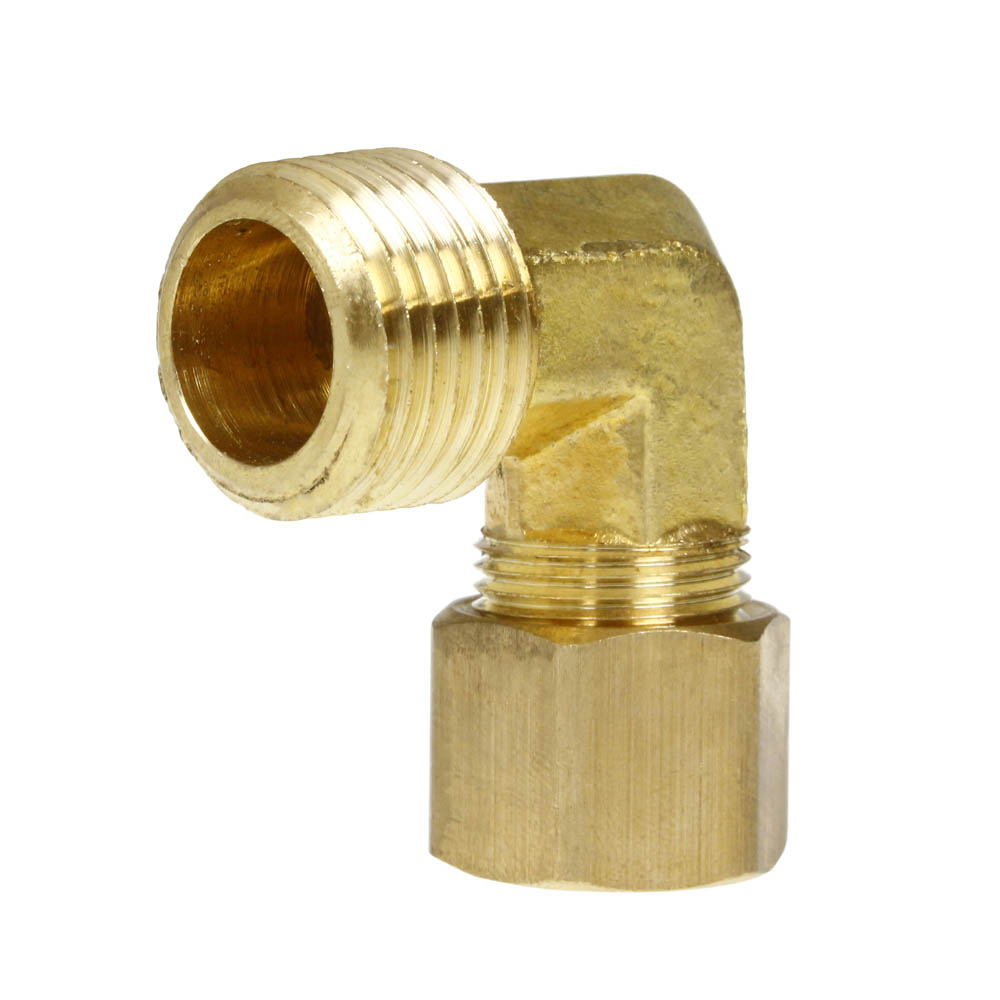 1/2" x 1/2" Compression x Male NPTF 90° Degree Forged Elbow Solid Brass Fitting