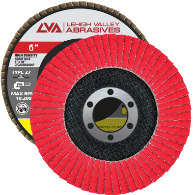 6" x 7/8" Ceramic High Density Flap Disc Type 27 Flat | 36 Grit T27 | LVA CFFAS60J036CP