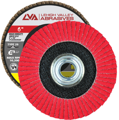 6" x 5/8"-11 Threaded Ceramic High Density Flap Disc Conical | 120 Grit T29 | LVA CFCTS60J120CP