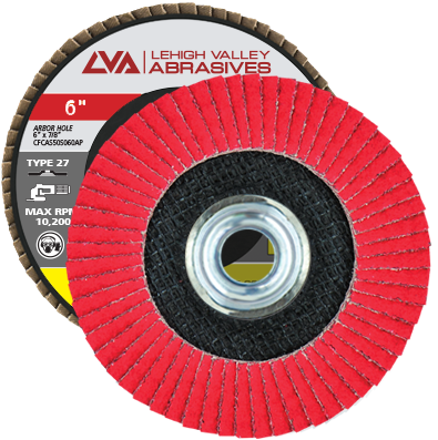 6" x 5/8"-11 Threaded Ceramic Flap Disc Type 27 Flat | 120 Grit T27 | LVA CFFTS60S120CP