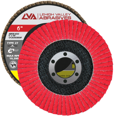 6" x 7/8" Ceramic Flap Disc Type 27 Flat | 80 Grit T27 | LVA CFFAS60S080CP