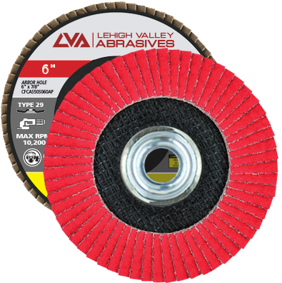 6" x 5/8"-11 Threaded Ceramic Flap Disc Type 29 Conical | 36 Grit T29 | LVA CFCTS60S036CP