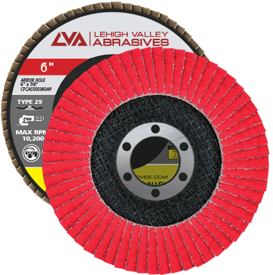 6" x 7/8" Ceramic Flap Disc Type 29 Conical | 36 Grit T29 | LVA CFCAS60S036CP