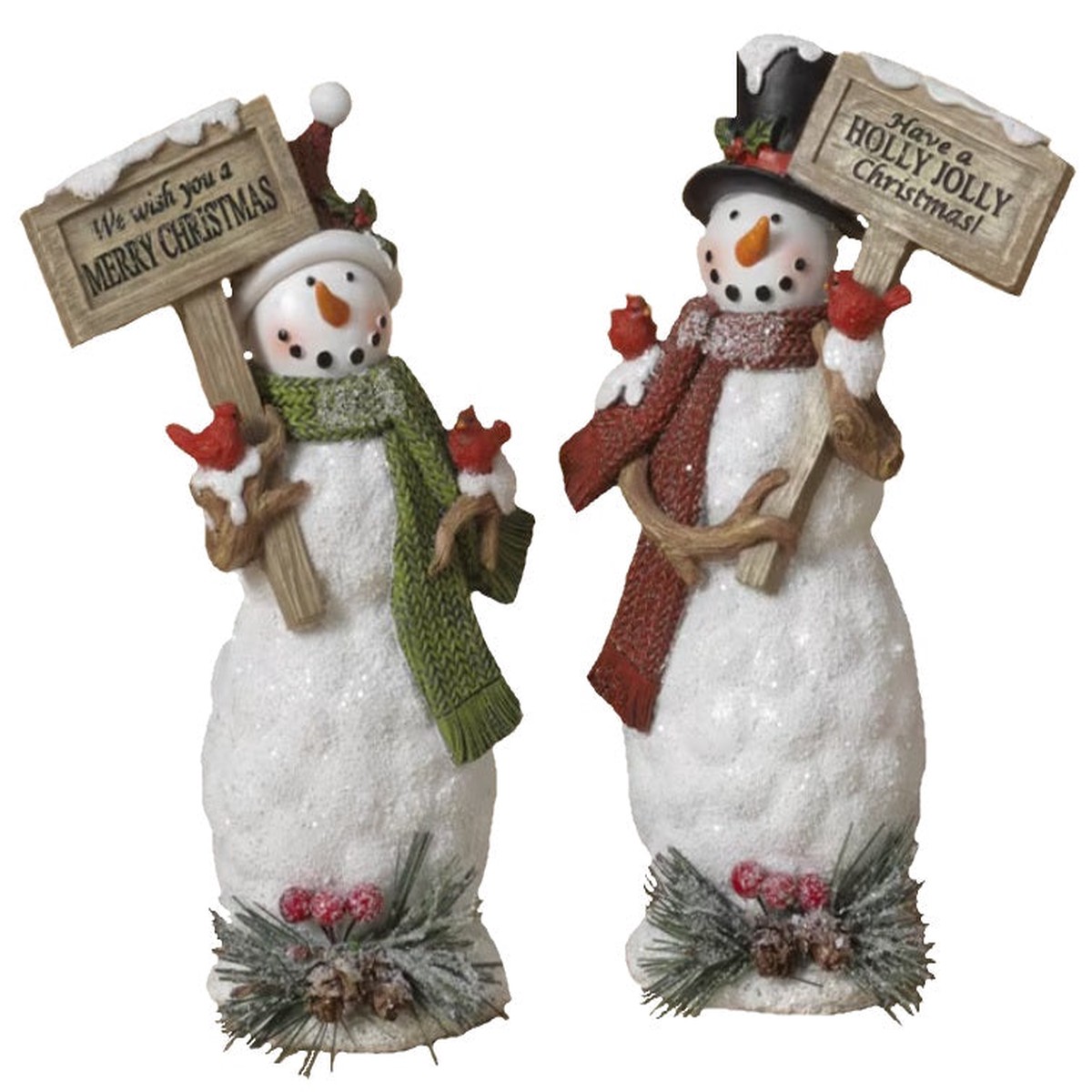 7.8" Resin Snowman Figurine Holding Holiday Sign